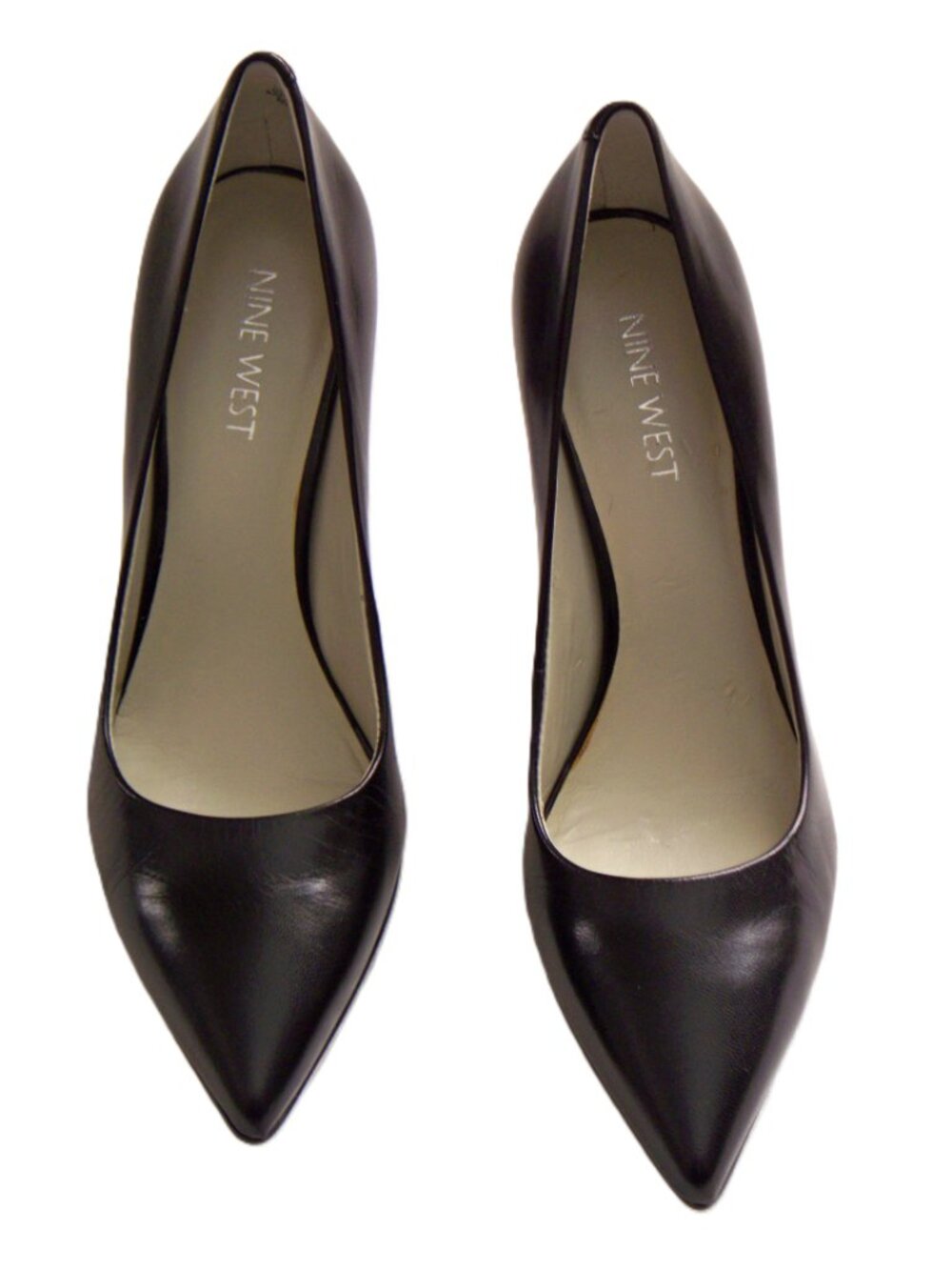 Nine West MW Flax Black Leather High Heel Pumps Sz 6M Like New in Box